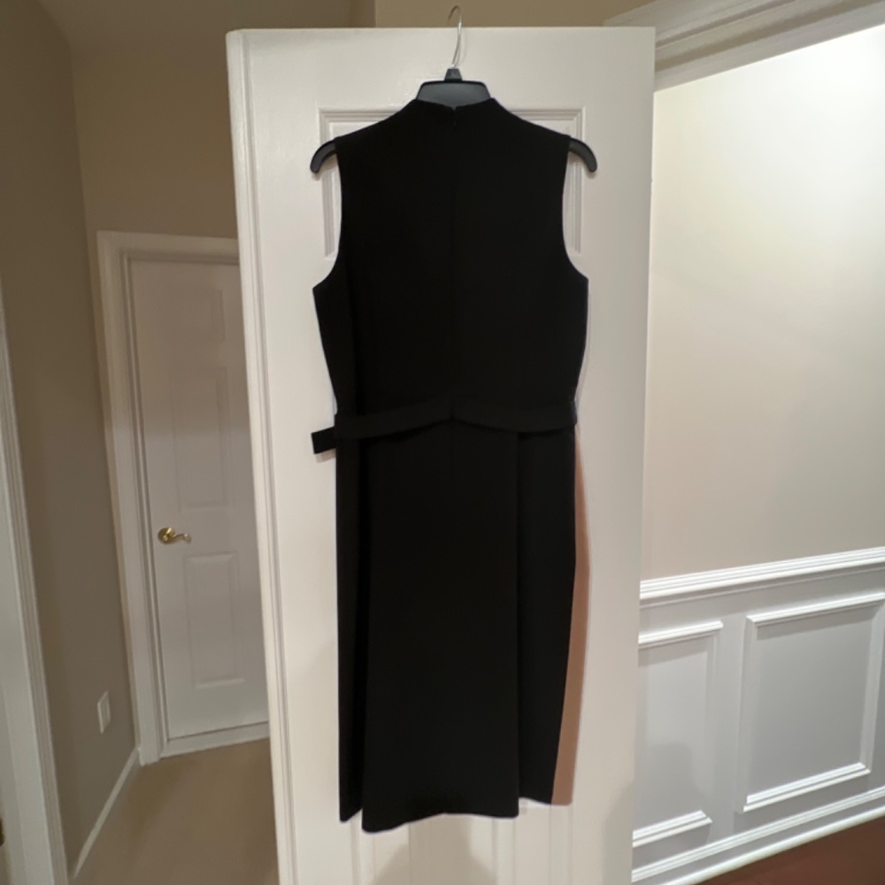 White House Black Market Tan and Black Colorblock Sheath Dress - Picture 2 of 4